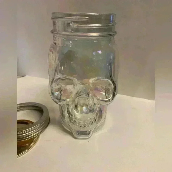 Skeleton Iridescent Skull Glass Jar can be used to put candy etc in for party - Picture 9 of 9